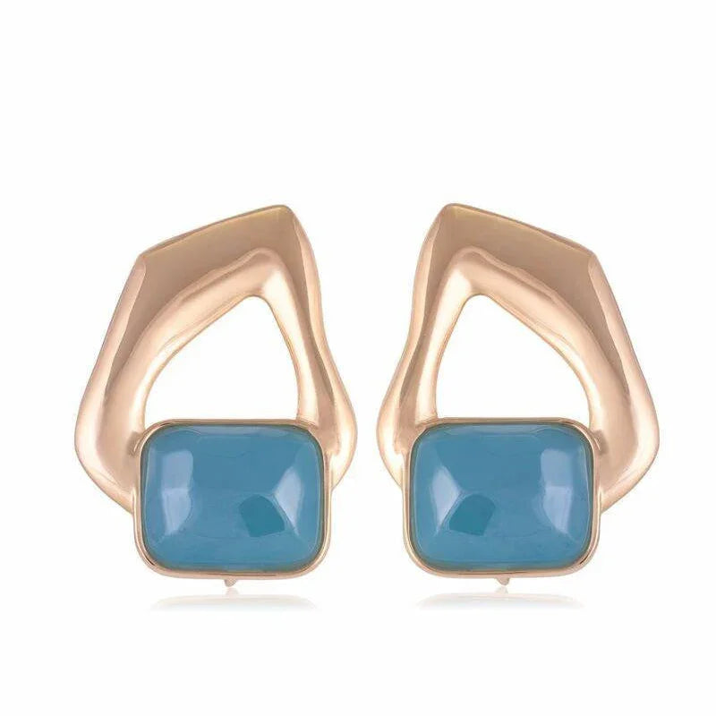 BLACK DRUSE OR TURQUOISE SOLARA EARRING | GOLD PLATED | OPULENCE | BRAINSTORM JEWELRY - Brainstorm Jewelry