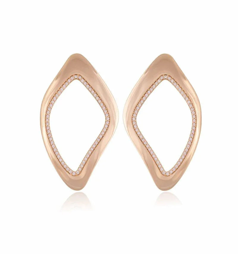 ZIRCONIA MERRY KISS DIAMOND SHAPED EARRING | GOLD PLATED | SHINE BRIGHT | BRAINSTORM JEWELRY - Brainstorm Jewelry