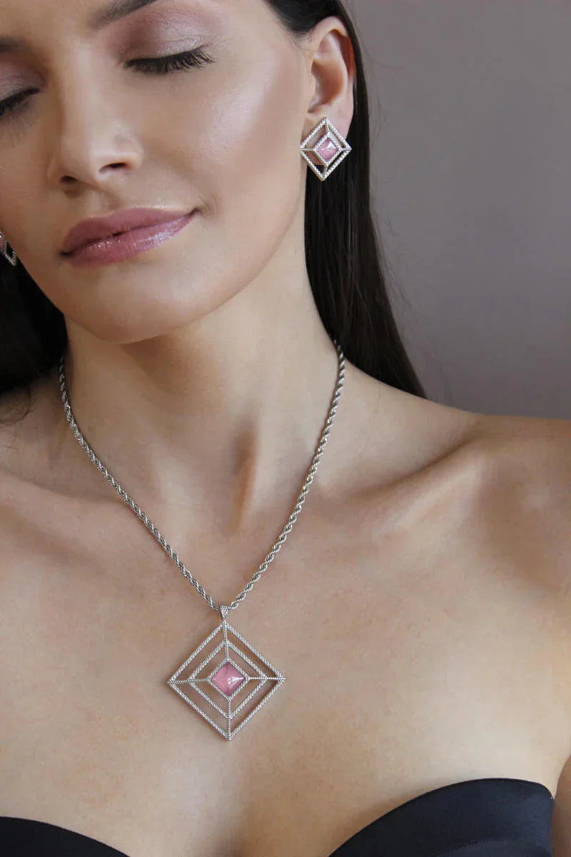 ROSE QUARTZ CASSIS JOY EARRING | WHITE RHODIUM | SHINE BRIGHT | BRAINSTORM JEWELRY - Brainstorm Jewelry