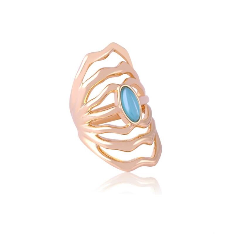 AQUAMARINE WAVECREST RING | GOLD PLATED | NYFW | BRAINSTORM JEWELRY