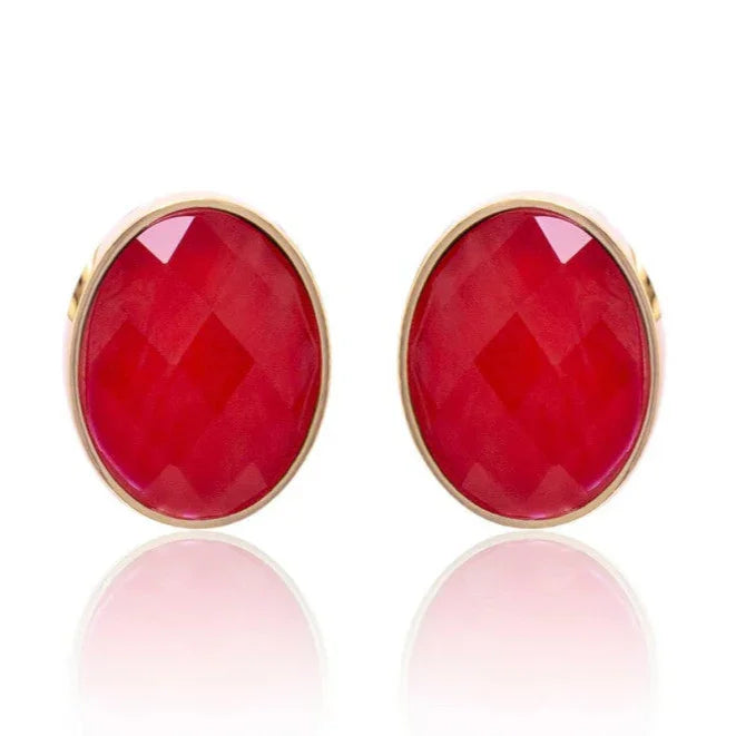 CHERY RED BIG APPLE BLING SMALL EARRING | GOLD PLATED | NYFW | BRAINSTORM JEWELRY - Brainstorm Jewelry