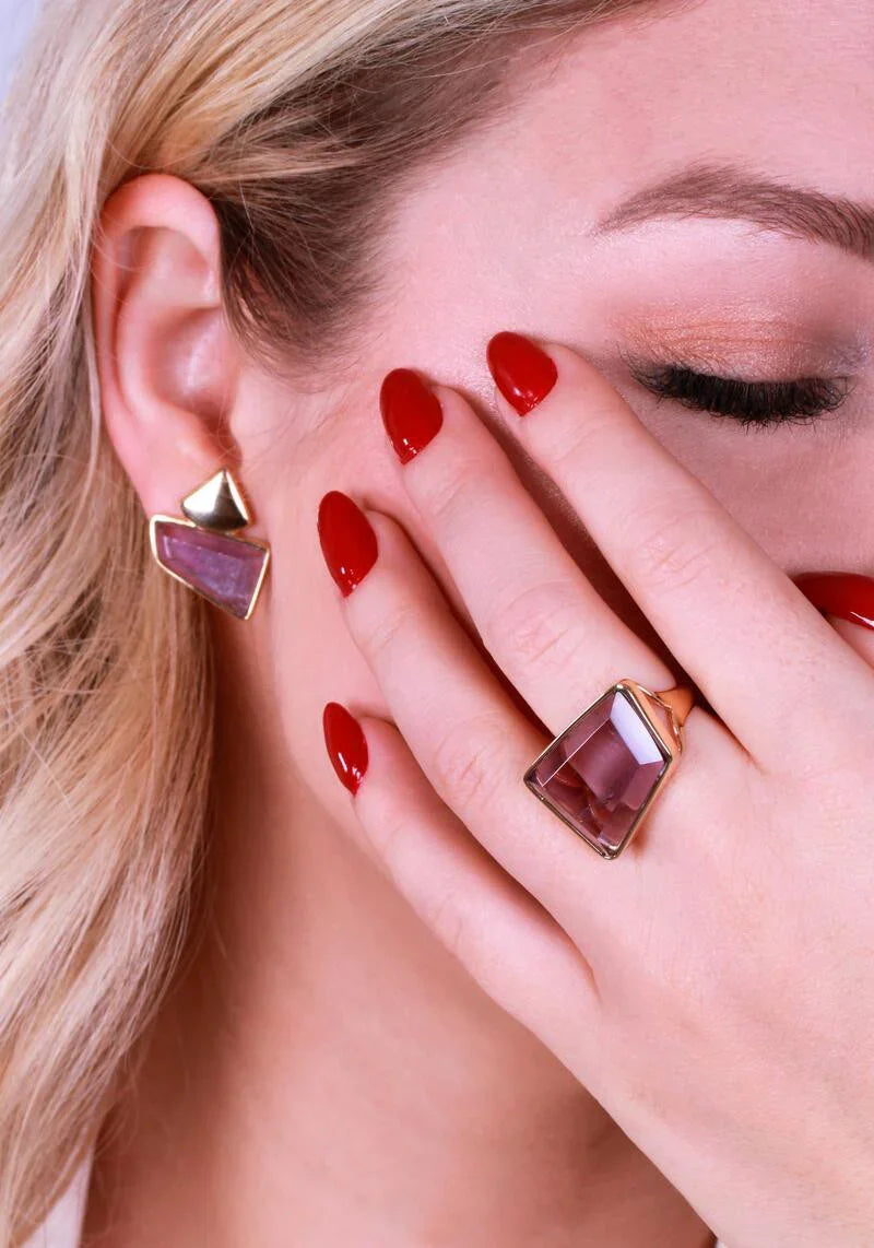 AMETHYST LAVENDER EARRING | GOLD PLATED | OPULENCE | BRAINSTORM JEWELRY - Brainstorm Jewelry