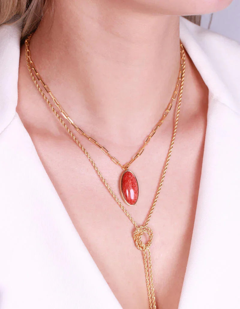 ORANGE FELDSPAR REGAL NECKLACE | GOLD PLATED | OPULENCE | BRAINSTORM JEWELRY - Brainstorm Jewelry