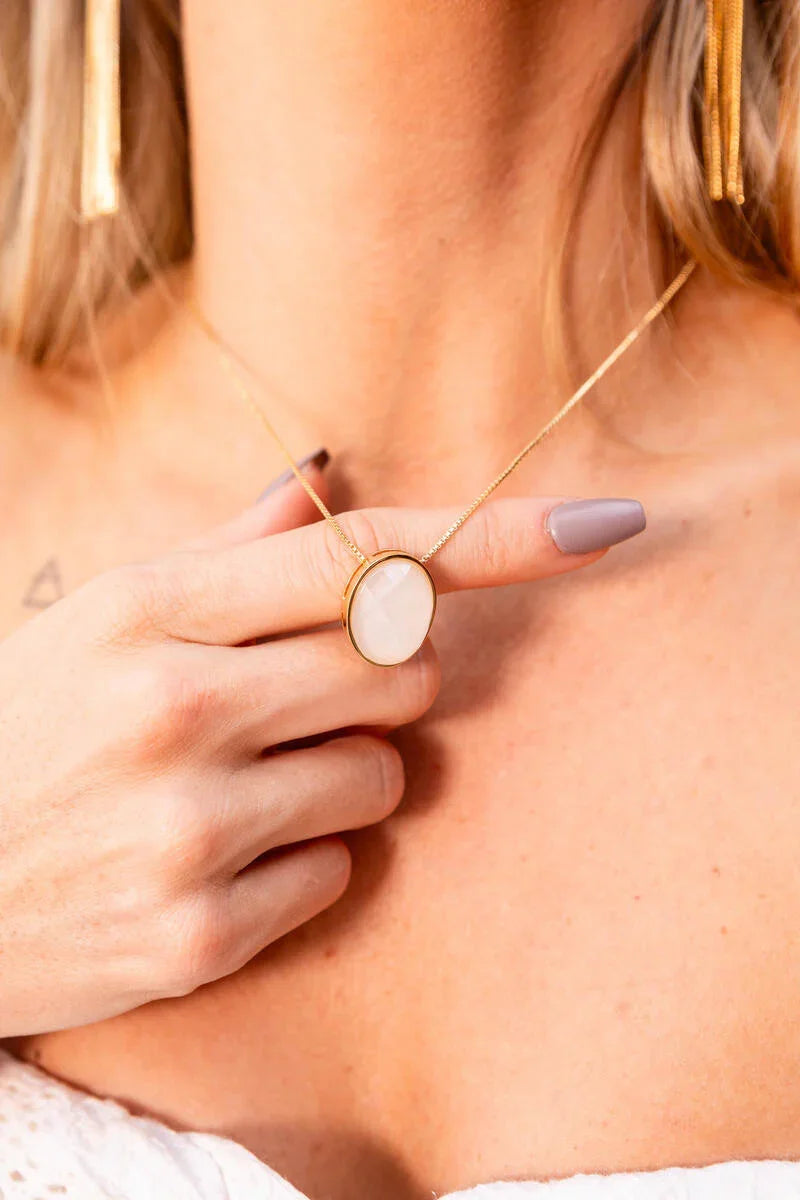MILKY QUARTZ TRIBECA BIG NECKLACE | GOLD PLATED | NYFW | BRAINSTORM JEWELRY - Brainstorm Jewelry