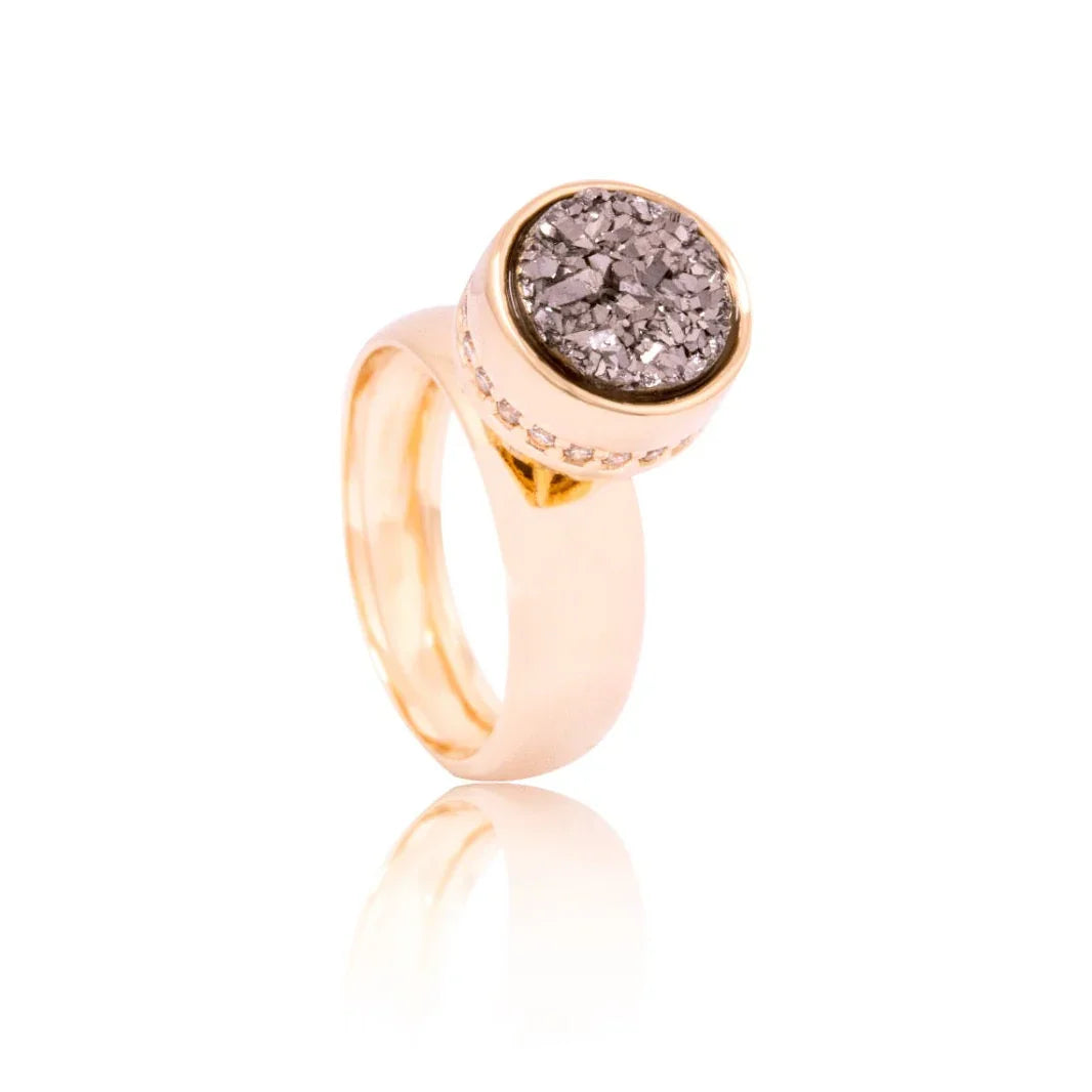 PLATINUM DRUSE ETHEREAL RING | GOLD PLATED | MINIMALIST | BRAINSTORM JEWELRY - Brainstorm Jewelry