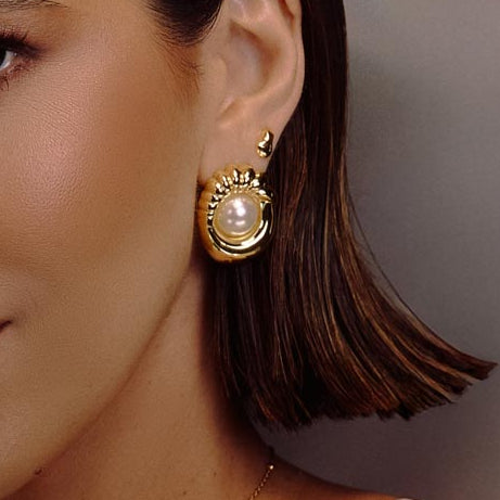 OCEANE PEARL EARRINGS | 18K GOLD PLATED | ORGANIC MOTION COLLECTION | BRAINSTORM JEWELRY