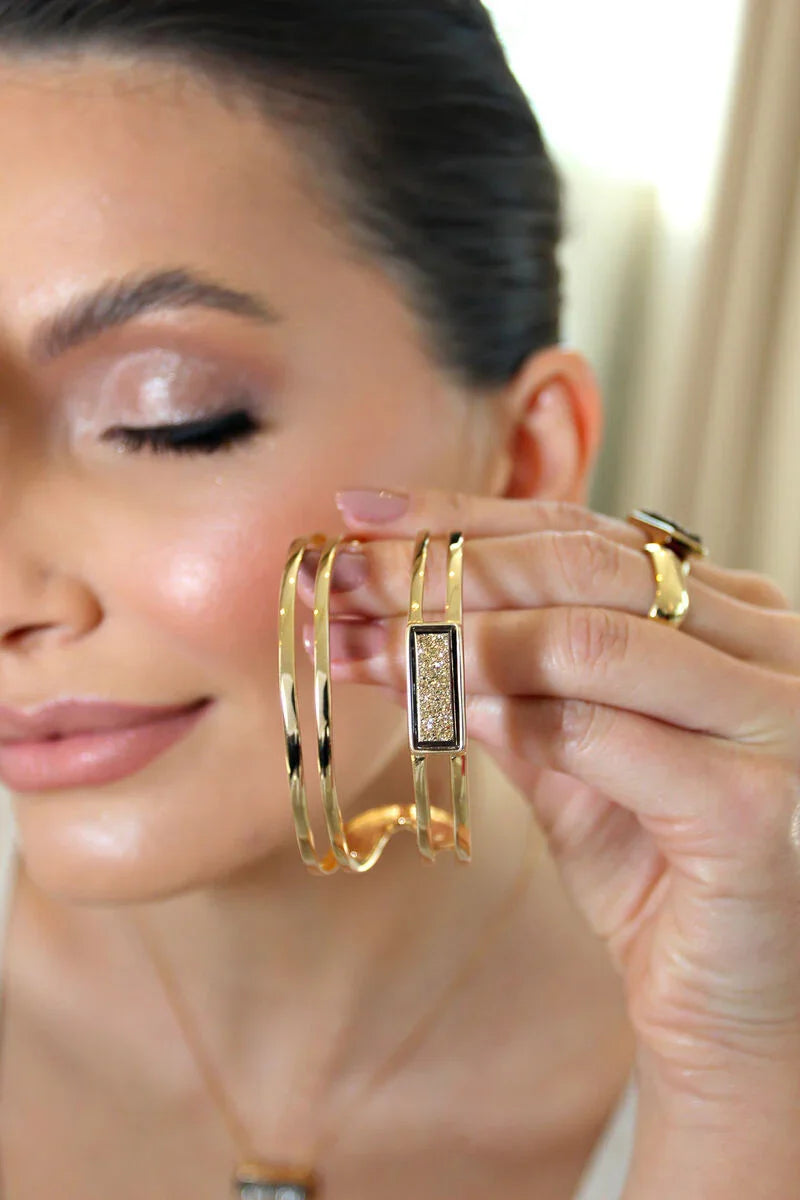 GOLD DRUSE LIGHT BRACELET | GOLD PLATED | MINIMALIST | BRAINSTORM JEWELRY - Brainstorm Jewelry