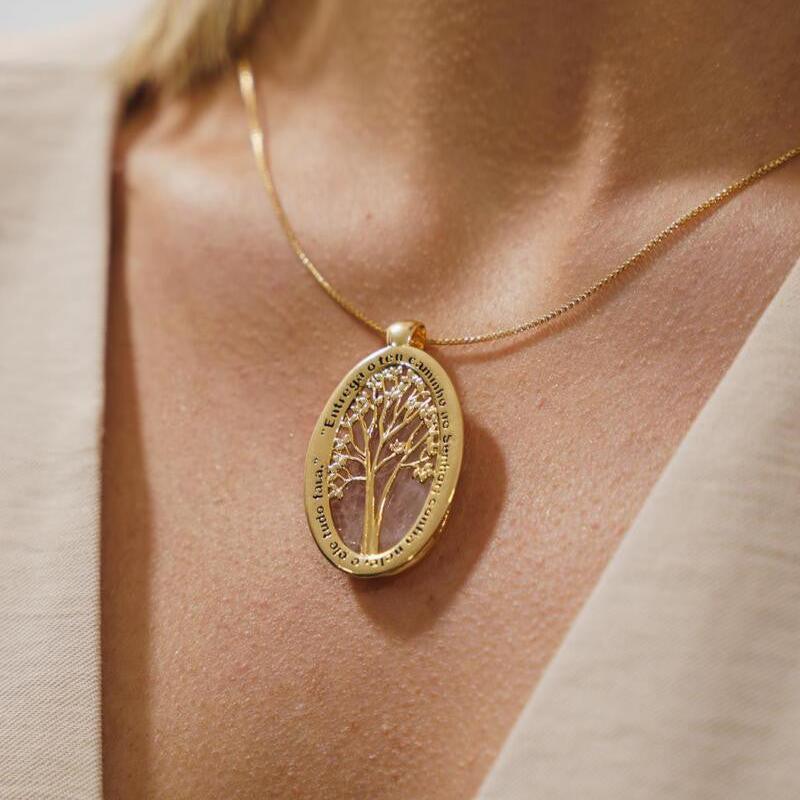 ROSE QUARTZ TREE NECKLACE | GOLD PLATED | OPULENCE | BRAINSTORM JEWELRY - Brainstorm Jewelry