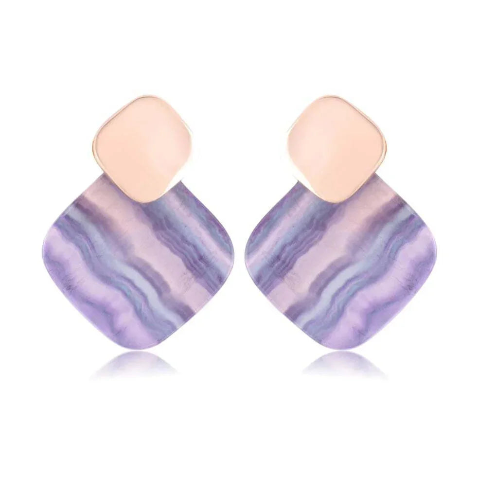 FLUORITE ATLANTIC AZURE EARRING | GOLD PLATED | NYFW | BRAINSTORM JEWELRY - Brainstorm Jewelry