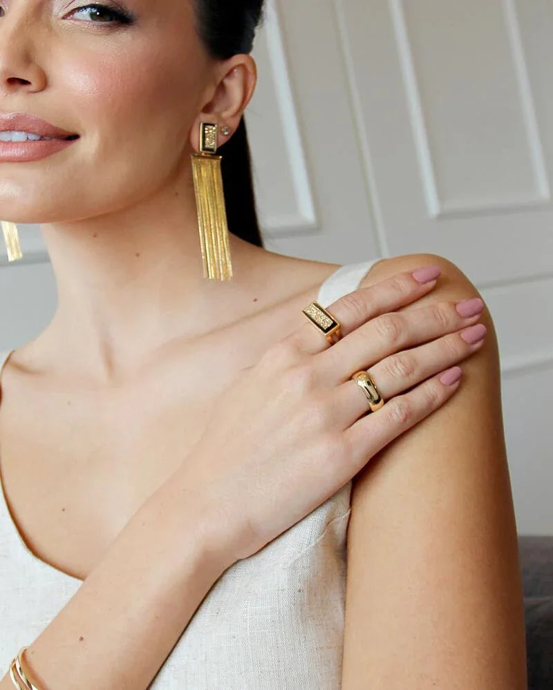 GOLD DRUSE LIGHT RING | GOLD PLATED | MINIMALIST | BRAINSTORM JEWELRY - Brainstorm Jewelry