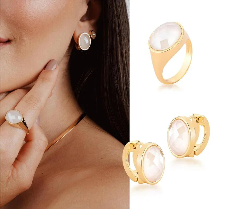 ARAGONITE SNOW QUEEN HOOP EARRING | GOLD PLATED | SHINE BRIGHT | BRAINSTORM JEWELRY - Brainstorm Jewelry