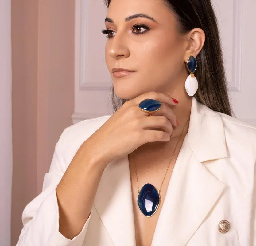 BLUE AGATE VALORA RING | GOLD PLATED | OPULENCE | BRAINSTORM JEWELRY - Brainstorm Jewelry