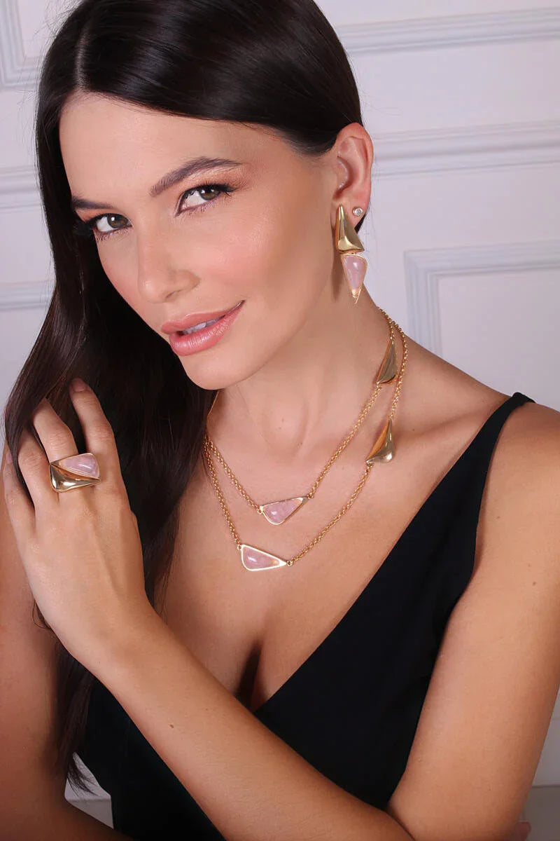 ROSE QUARTZ SERENIA EARRING | GOLD PLATED | NEW RADIANT RANGE | BRAINSTORM JEWELRY - Brainstorm Jewelry