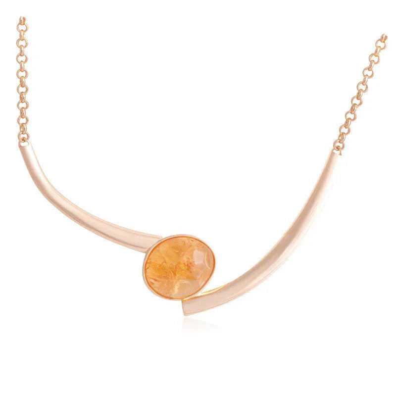 CITRINE NECKLACE CITY LIGHTS - GOLD PLATED | NYFW | BRAINSTORM JEWELRY - Brainstorm Jewelry