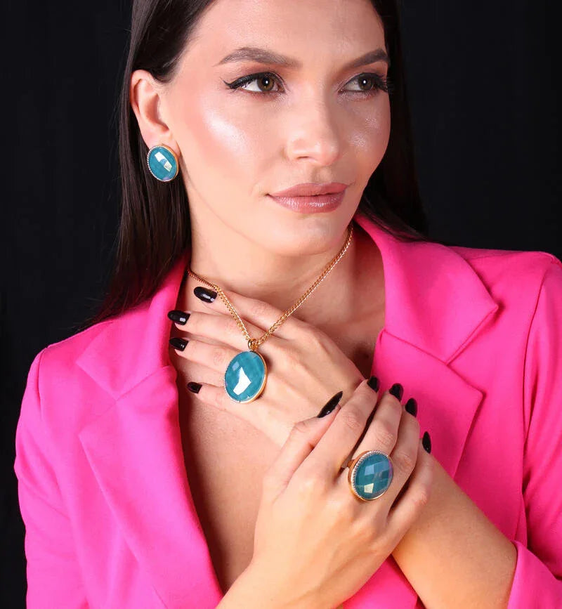 ACQUA QUARTZ OCEANIS EARRING| GOLD PLATED | OPULENCE | BRAINSTORM JEWELRY - Brainstorm Jewelry