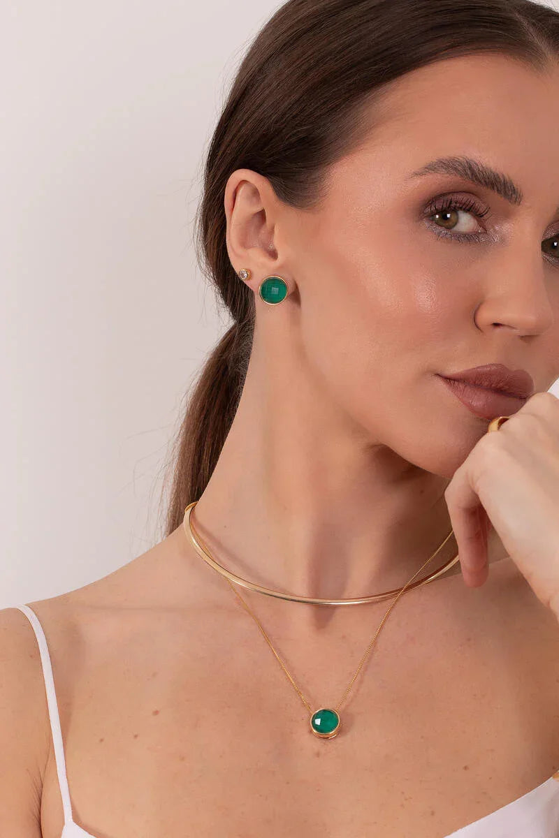 GREEN ROCKY CRYSTAL LOOP EARRING | GOLD PLATED |MINIMALIST| BRAINSTORM JEWELRY - Brainstorm Jewelry