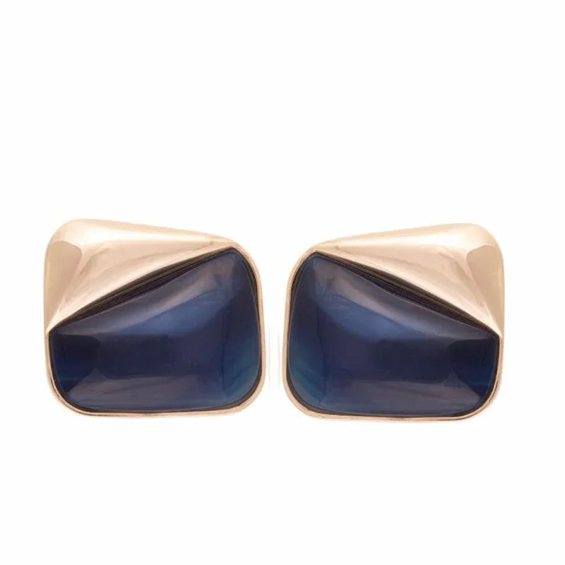 AGATE BLUE SKYLINE SQUARE EARRING | GOLD PLATED | NYFW | BRAINSTORM JEWELRY - Brainstorm Jewelry