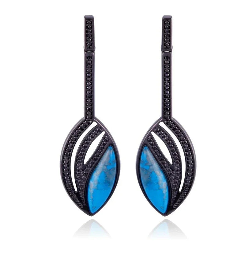 TURQUOISE HOWLITE EARRING | BLACK RHODIUM | ECLIPSE| BRAINSTORM JEWELRY - Brainstorm Jewelry