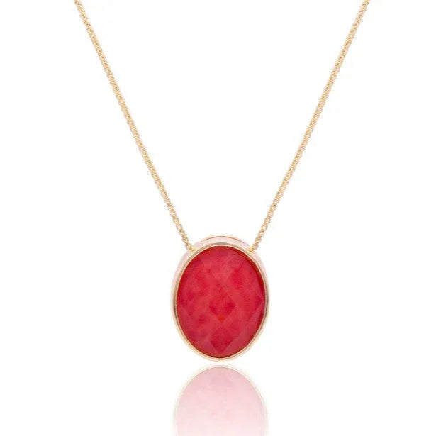 CHERY RED BIG APPLE BLING NECKLACE | GOLD PLATED | NYFW | BRAINSTORM JEWELRY - Brainstorm Jewelry