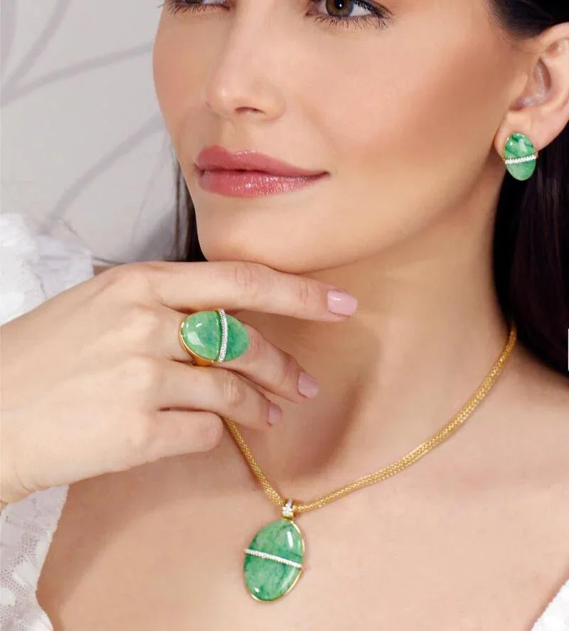 GREEN FELDSPAR CRIMSON EMBER EARRING | GOLD PLATED | ECLIPSE | BRAINSTORM JEWELRY - Brainstorm Jewelry