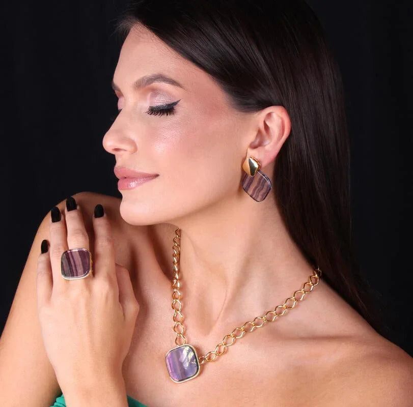 FLUORITE ATLANTIC AZURE RING | GOLD PLATED | NYFW | BRAINSTORM JEWELRY - Brainstorm Jewelry