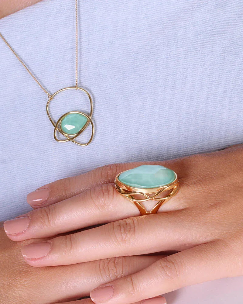AQUAMARINE QUARTZ IMPERIAL RING | GOLD PLATED | OPULENCE | BRAINSTORM JEWELRY - Brainstorm Jewelry