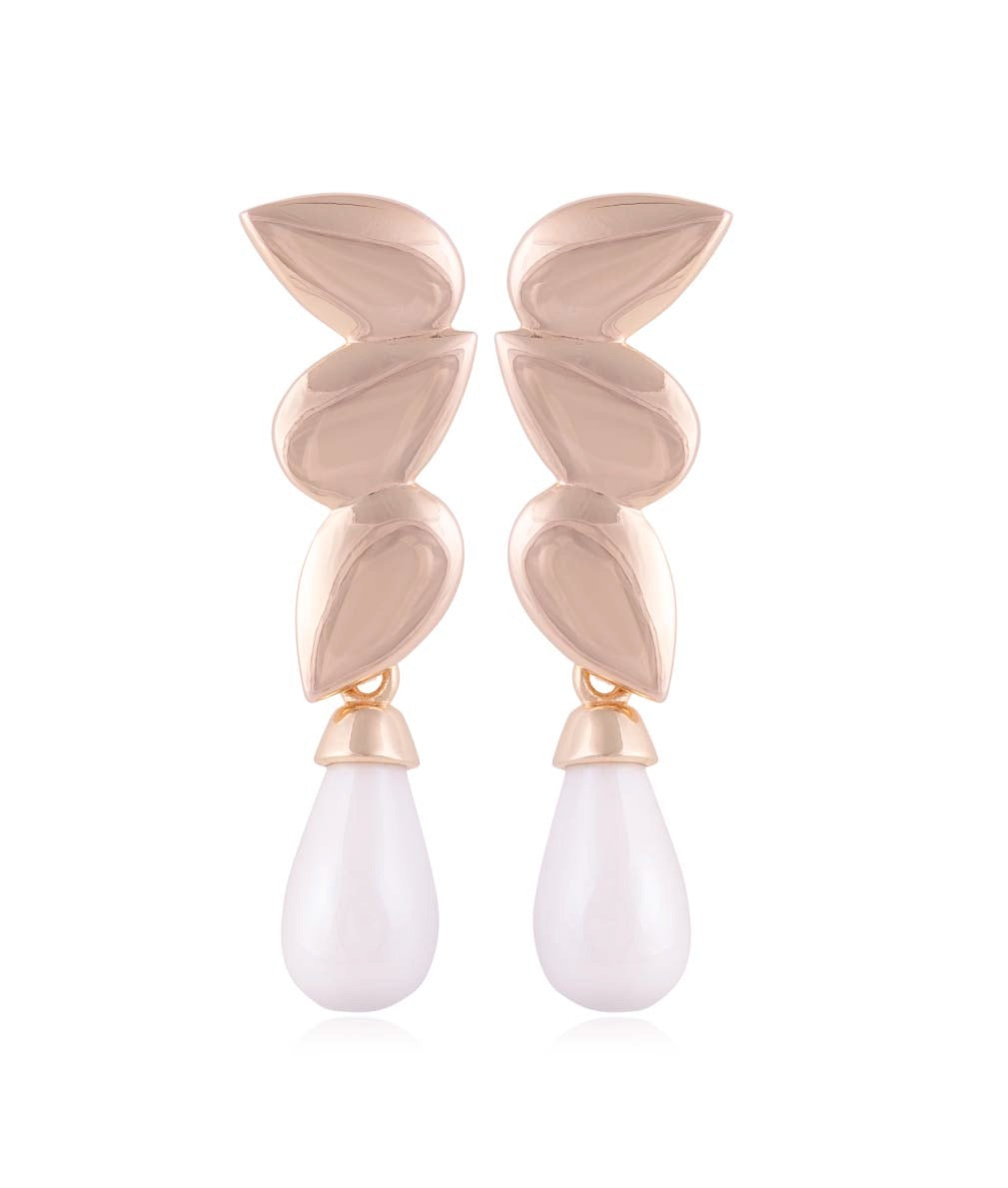 PORCELAIN STONE EARRING - WITH REMOVABLE PENDANT AND FRINGE OPTION