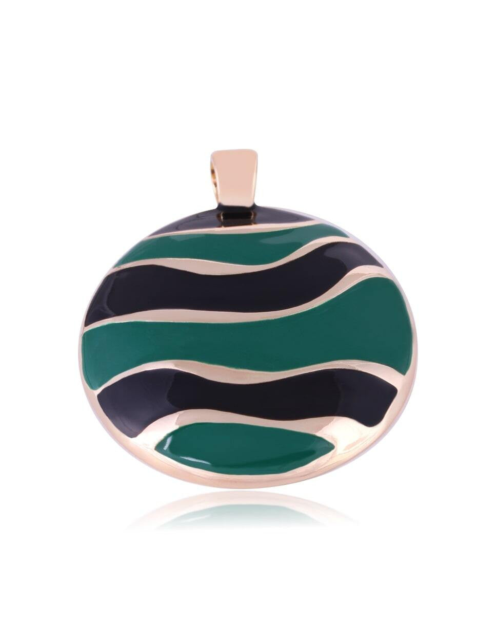 PENDANT - GOLD PLATED - GREEN AND BLACK ENAMEL