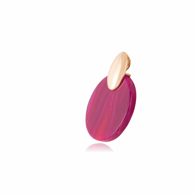 PENDANT - GOLD PLATED - PINK STRIPED AGATE