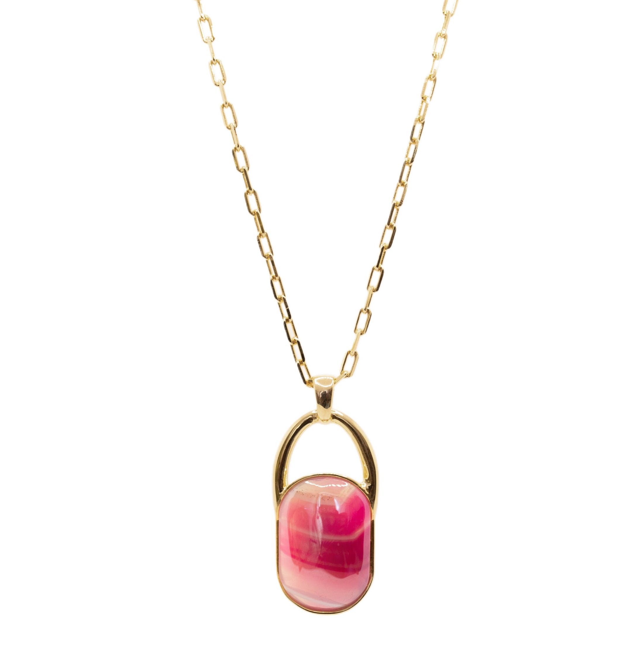 NECKLACE- PINK STRIPED AGATE