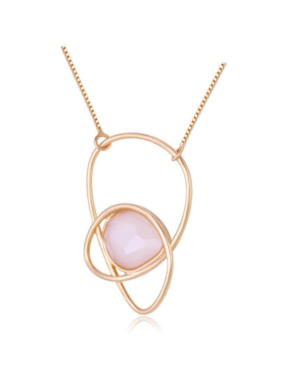 NECKLACE - GOLD PLATED - PEARLIZED MILKY QUARTZ STONE