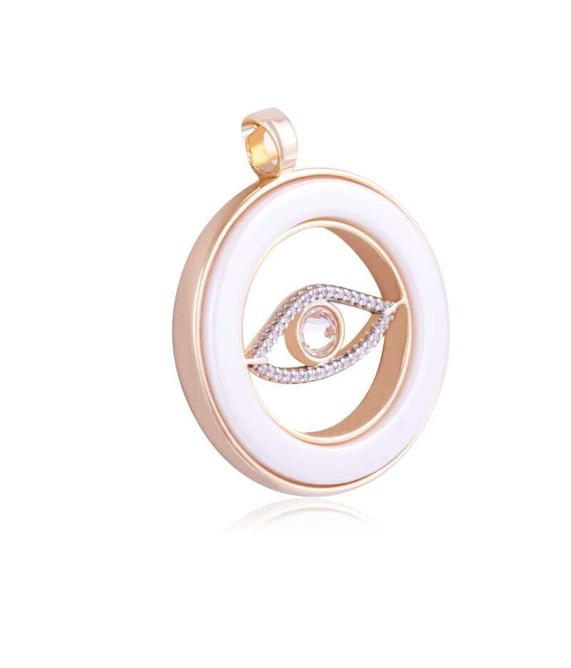 PENDANT - GOLD PLATED/WHITE RODINAR - ZIRCONIA/PER.PER - CABOCHAO