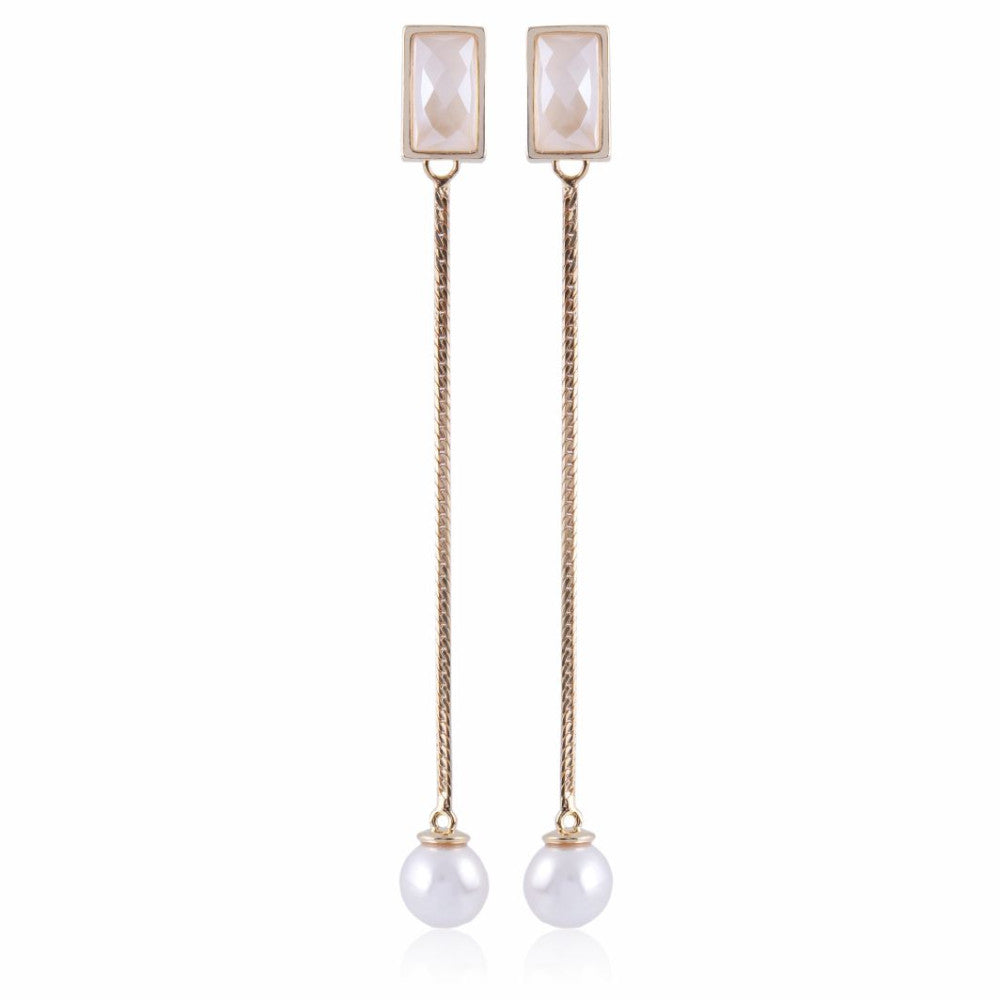 PEARLIZED MILKY QUALRTZO - EARRING - GOLD PLATED