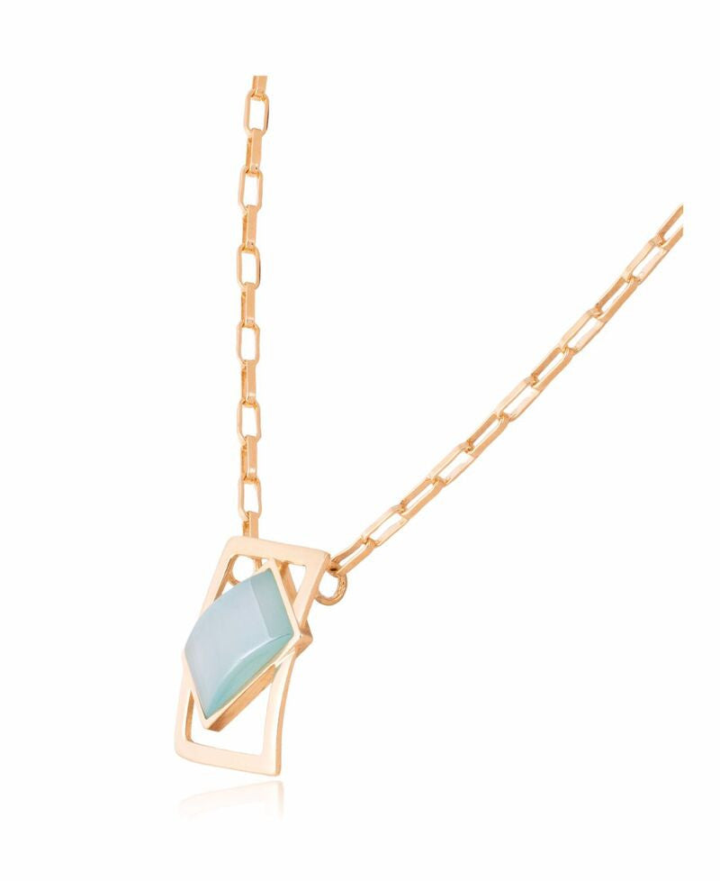 NECKLACE - GOLD PLATED - AG. SKY BLUE PER