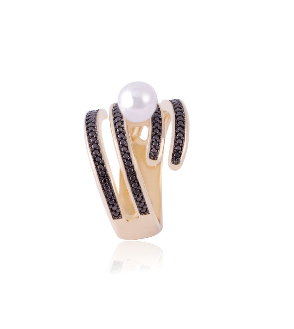 RING PEARL - BLACK DETAILS