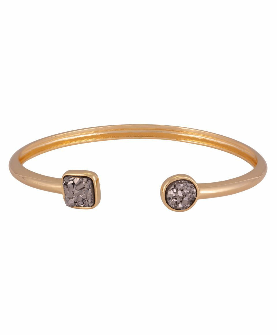 PLATINUM DRUSE STONE - BRACELET - GOLD PLATED