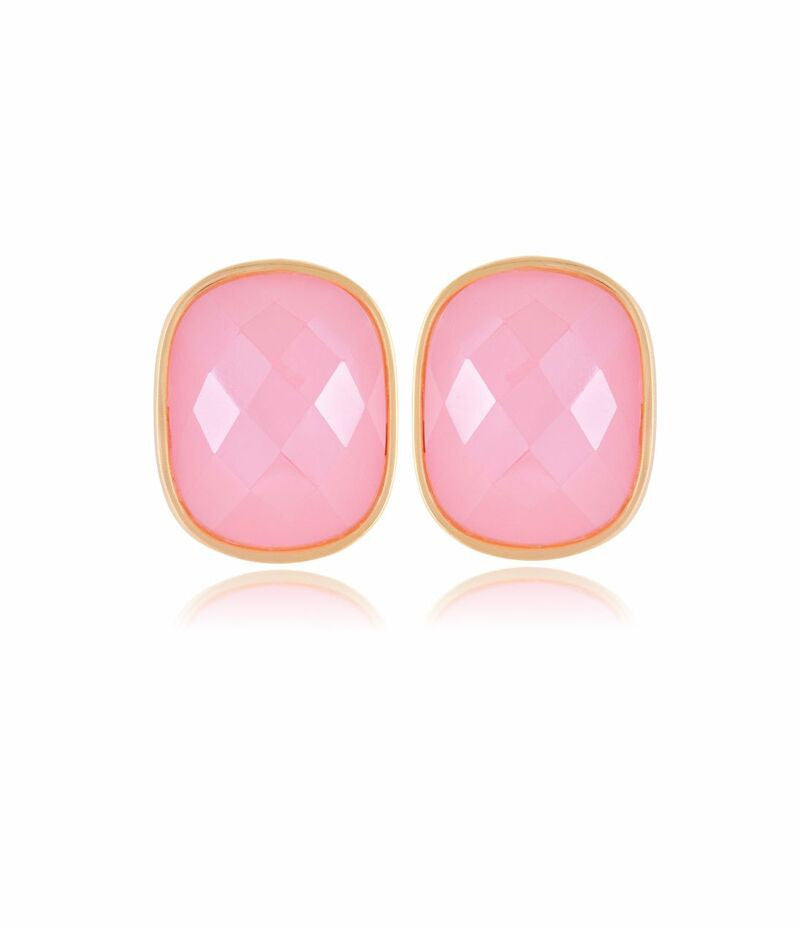 PINK CUSTOM SQUARE EARRING - GOLD PLATED