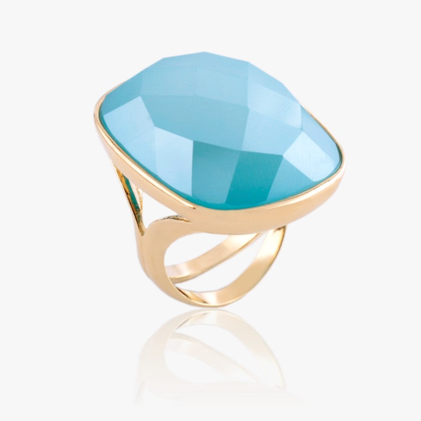 MADISON AVENUE RING -  BLUE AGATE SKY