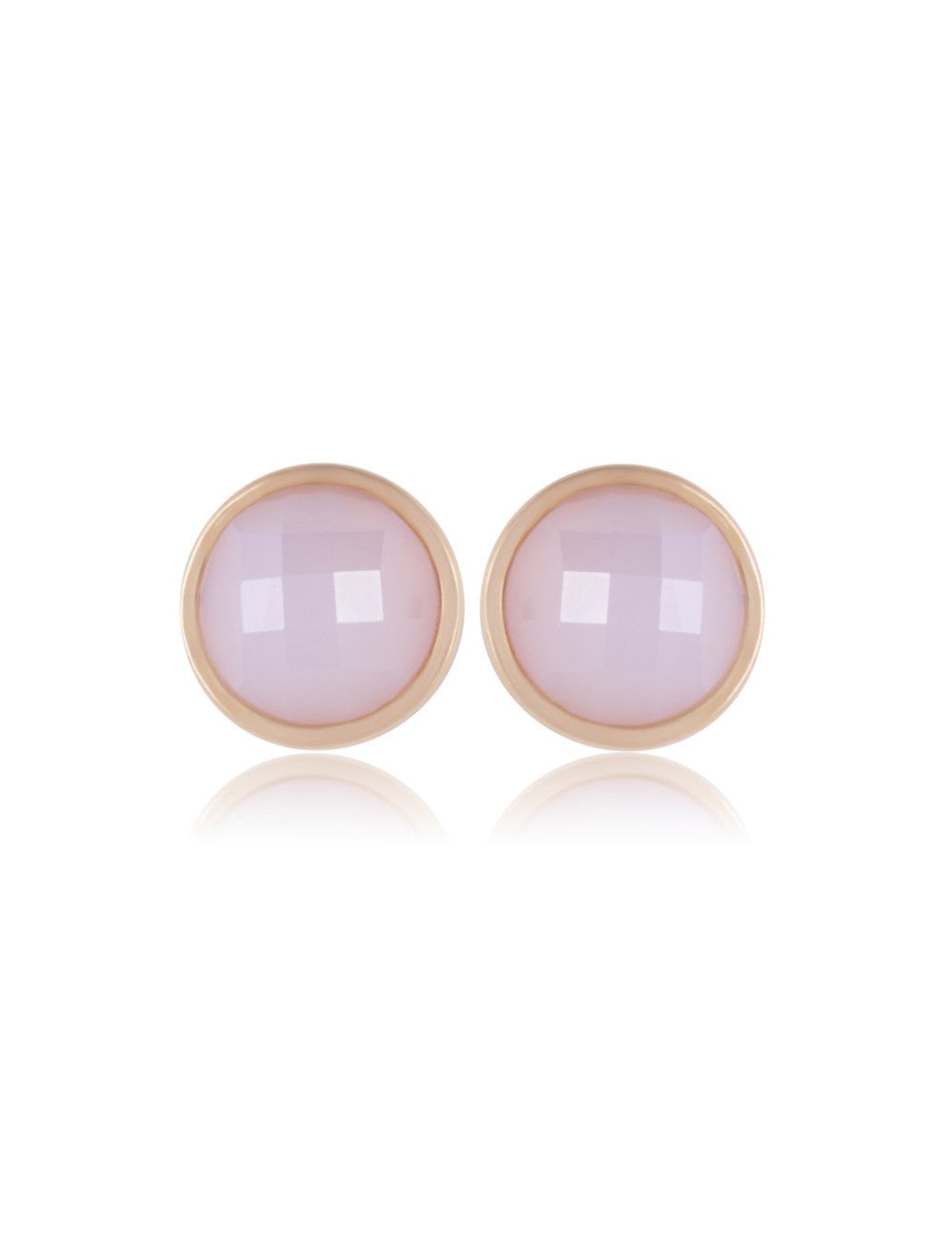 FACETED WHITE AGATE STONE EARRING - GOLD PLATED