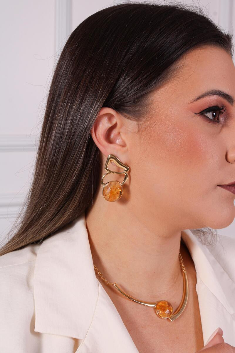 CITRINE EARRING CITY LIGHTS - BUNCH DESIGN - GOLD PLATED | NYFW | BRAINSTORM JEWELRY