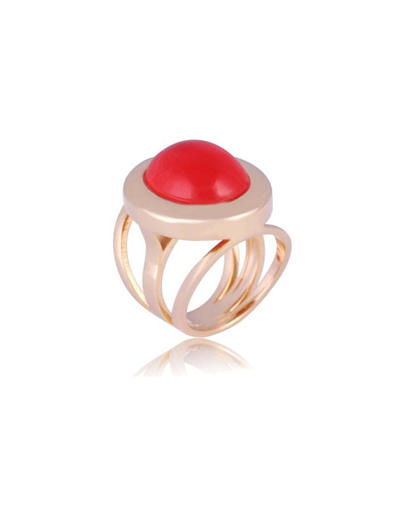 RING - GOLD PLATED - RED ROCK CRYSTAL.