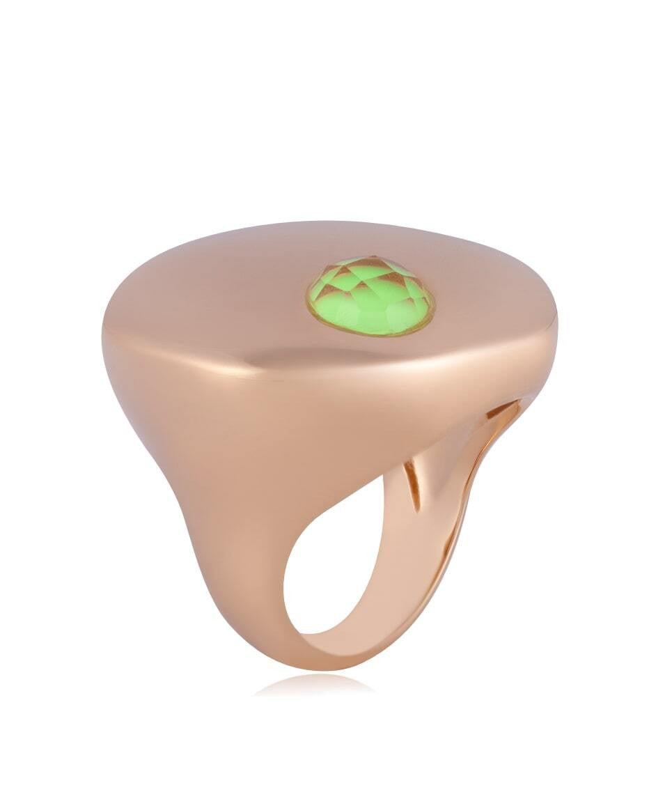 RING - GOLD PLATED - NEON GREEN CRYSTAL STONE