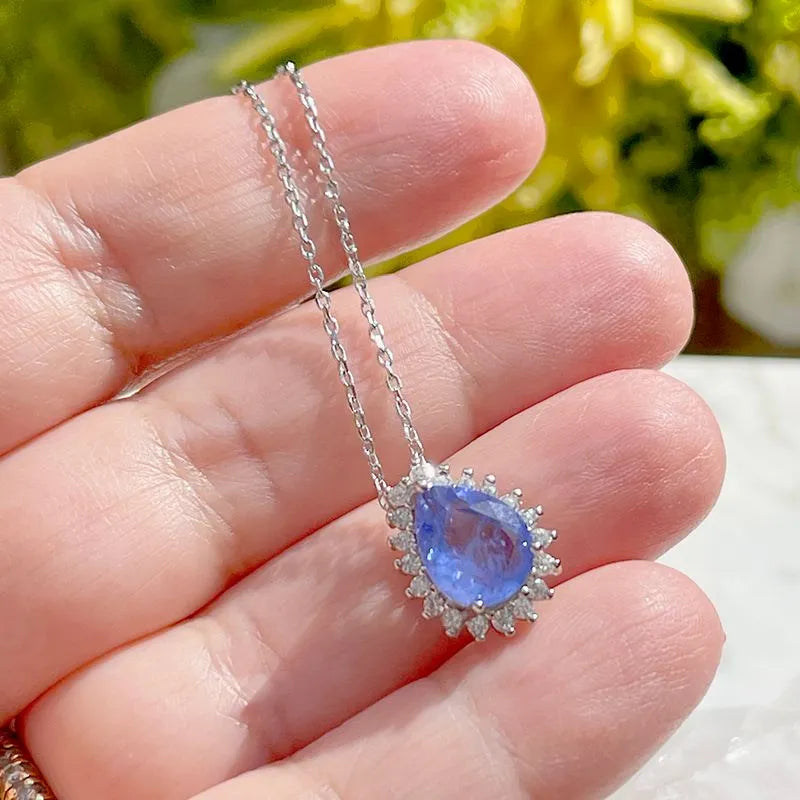 TANZANITE DROP LILY NECKLACE