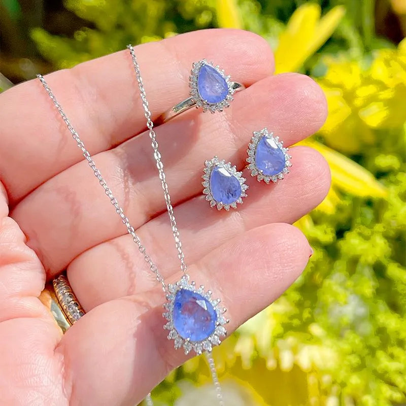 TANZANITE DROP LILY NECKLACE