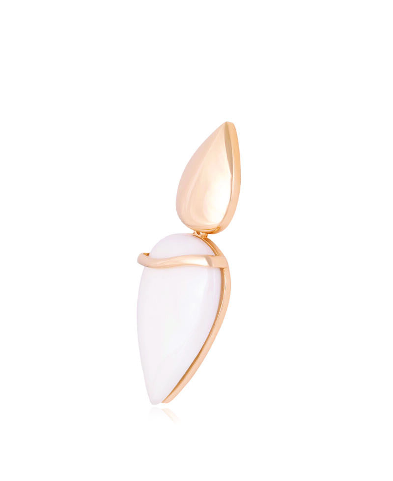 WHITE PORCELAIN METROPOLITAN EARRING - GOLD PLATED | NYFW | BRAINSTORM JEWELRY