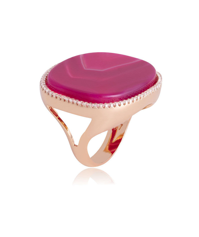 WALL STREET SHINE RING - PINK STRIPED AGATE