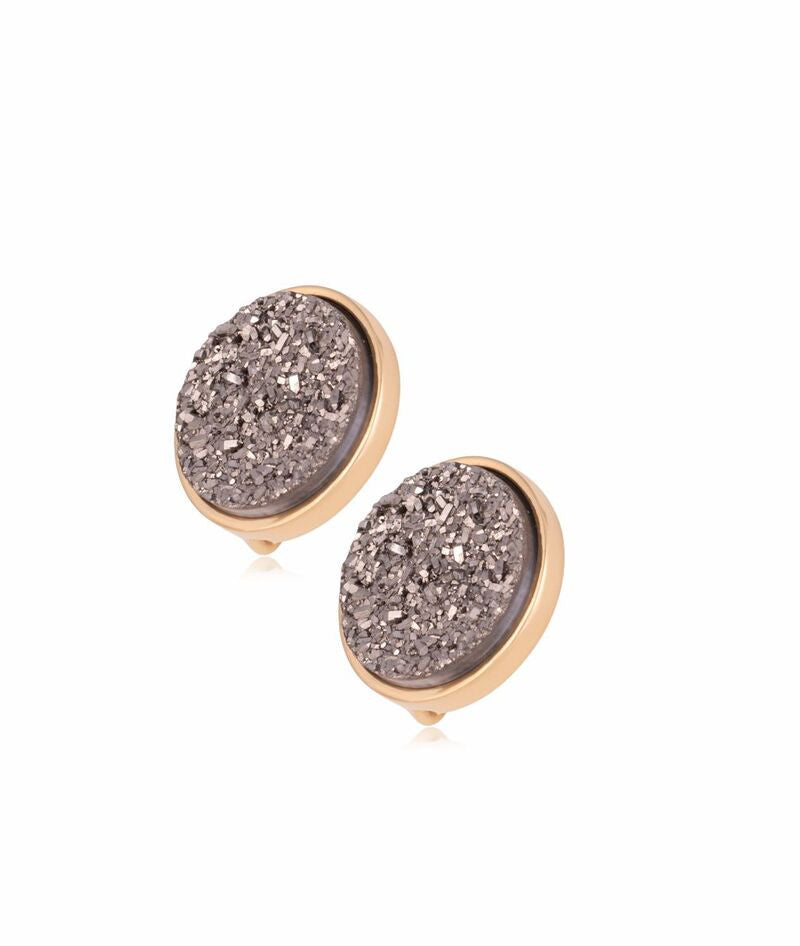 PLATINUM DRUSE -  GOLD-PLATED ROUND EARRINGS