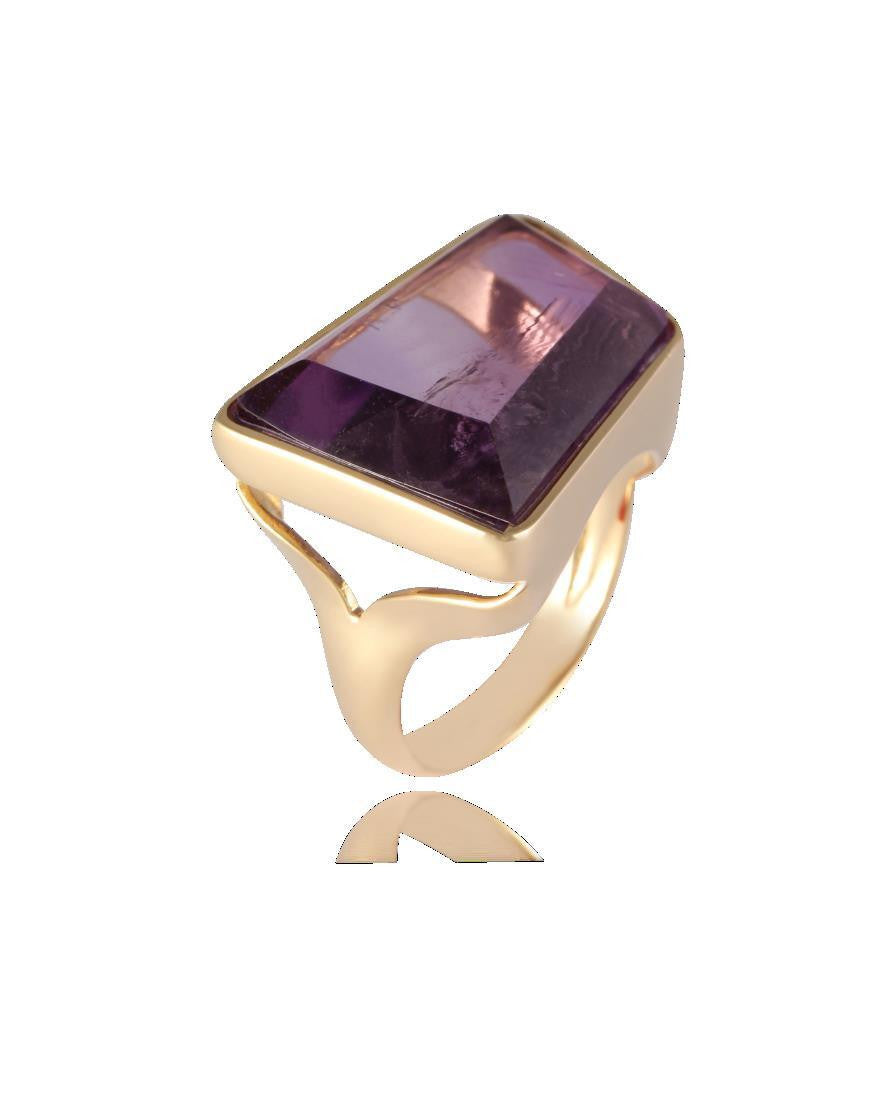 RING - GOLD PLATED - AMETHYST STONE