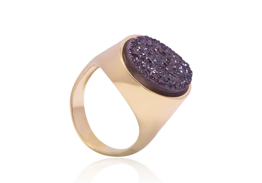 SOHO SOPHISTICATE RING - BLACK DRUSE STONE