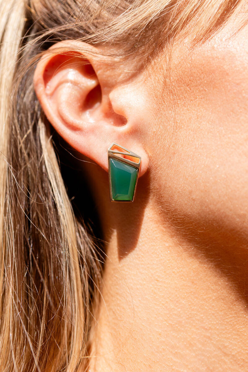 CENTRAL PARK BLISS EARRING - GREEN  AGATE